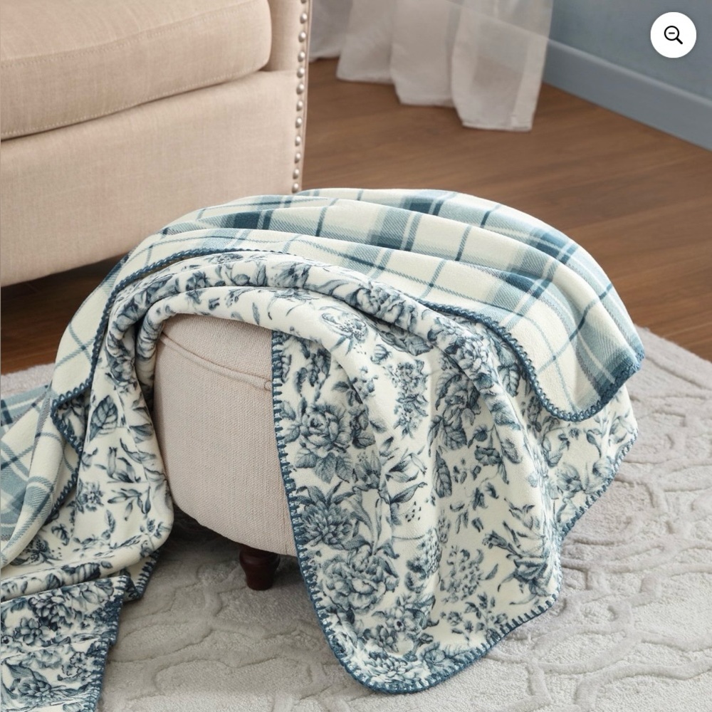 Laura Ashley Coco Plush Reversible Throw, 60" x 70"